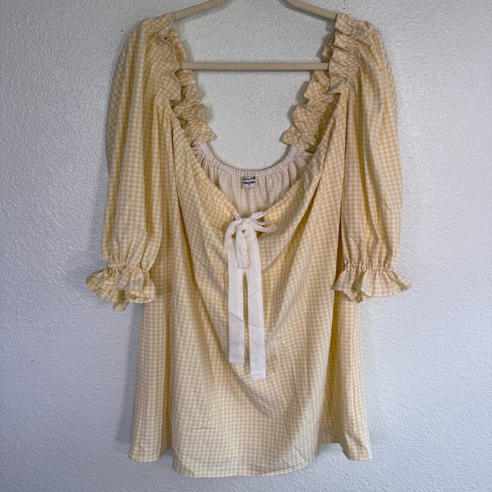 Rumored Cream Gingham Ruffle Mini Dress